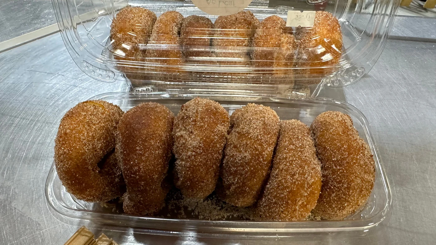 Actual cinnamon apple cider donuts sold at Maple Leaf Farms